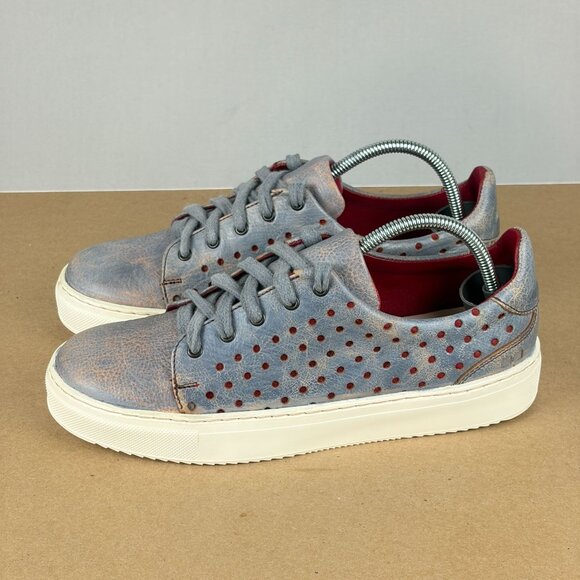 Bed Stu Lyne Perforated Leather Sneakers Womens 7 Blue Red Low Top Lace Up - Picture 10 of 10
